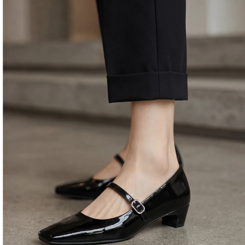 Helena Genuine Leather Heels - Black - women's heels - Hendlys - Image 1