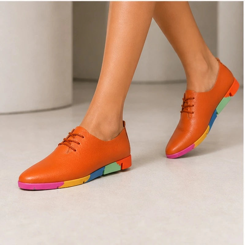 Luminelle Low-Top Rainbow Sneakers - Orange - Women's Footwear > Sneakers > Lace-Up Sneakers - Hendlys - Image 1