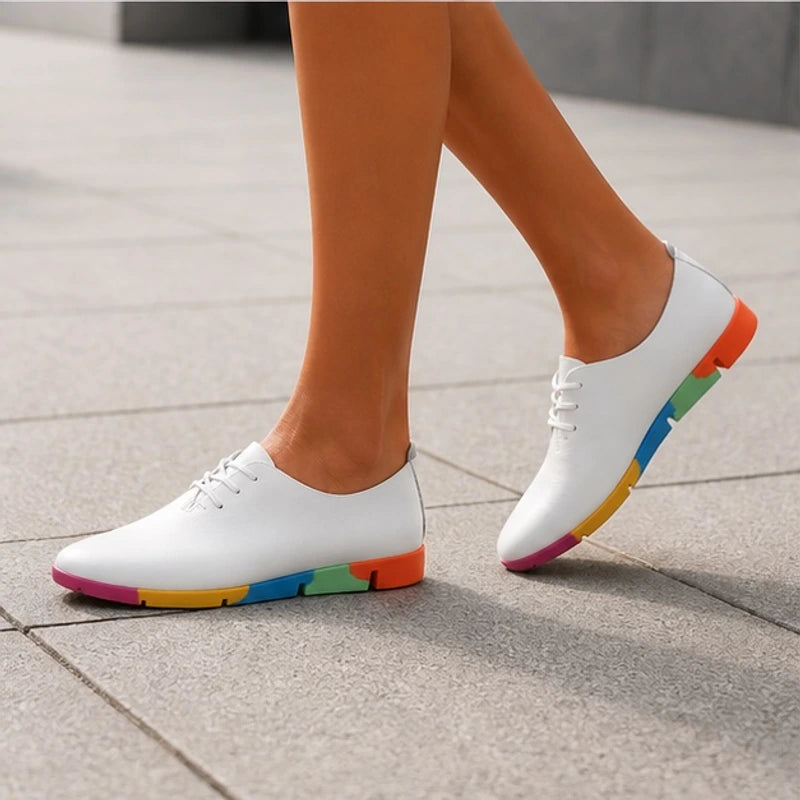 Luminelle Low-Top Rainbow Sneakers - White - Women's Footwear > Sneakers > Lace-Up Sneakers - Hendlys - Image 1