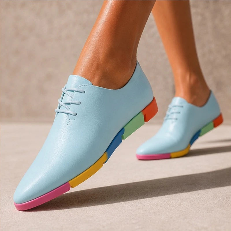 Luminelle Low-Top Rainbow Sneakers - Blue - heels - Hendlys - Image 2