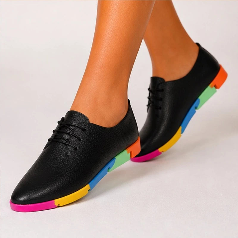 Luminelle Low-Top Rainbow Sneakers - Black - heels - Hendlys - Image 2
