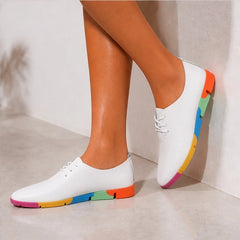 Luminelle Low-Top Rainbow Sneakers - White - heels - Hendlys - Image 2