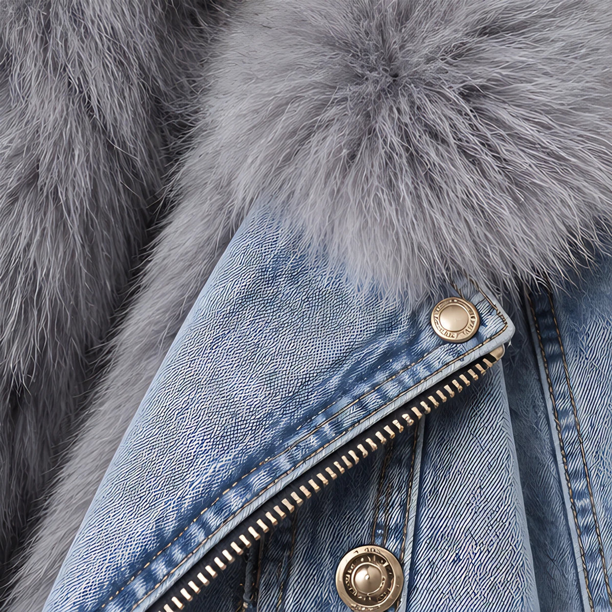 Lunessa Women's Fur-Collar Cropped Denim Jacket - Light Blue - female - Hendlys - Image 4