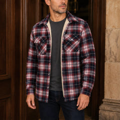 Magnus Sherpa-Lined Check Jacket - Red - Men's Clothing > Outerwear > Sherpa-Lined Check Jackets - Hendlys - Image 1