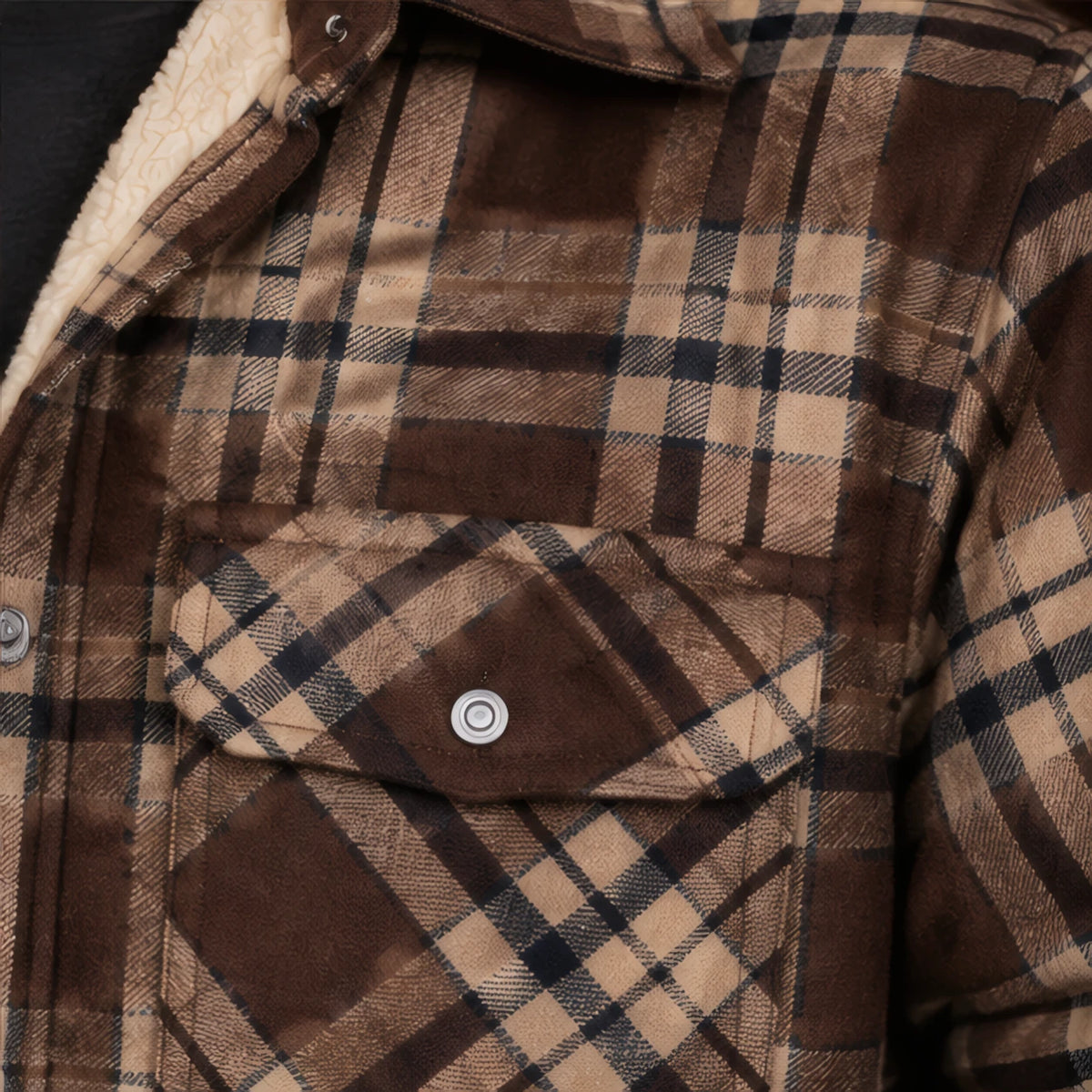Magnus Sherpa-Lined Check Jacket - Khaki - Product Type: Jackets - Hendlys - Image 4