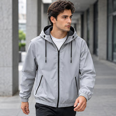 Malvern Men's Lightweight Technical Hooded Windbreaker Jacket - Grey - discount-eligible - Hendlys - Image 2