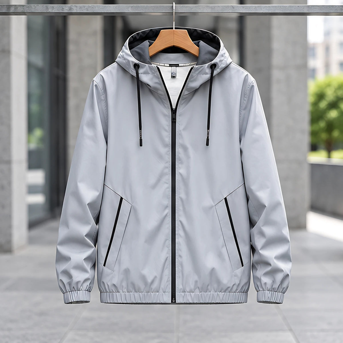 Malvern Men's Lightweight Technical Hooded Windbreaker Jacket - Grey - hoodie - Hendlys - Image 3
