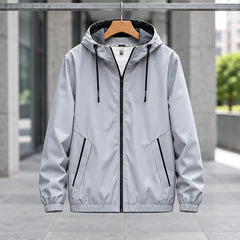 Malvern Men's Lightweight Technical Hooded Windbreaker Jacket - Grey - hoodie - Hendlys - Image 3