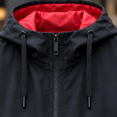 Malvern Men's Lightweight Technical Hooded Windbreaker Jacket - Black Red - Men's Tops - Hendlys - Image 4