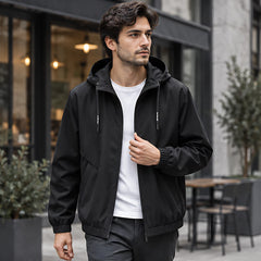 Malvern Men's Lightweight Technical Hooded Windbreaker Jacket - Black - discount-eligible - Hendlys - Image 2