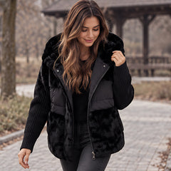 Manon Women's Quilted Sherpa Puffer Jacket - Black - Women > Jackets - Hendlys - Image 2