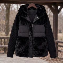 Manon Women's Quilted Sherpa Puffer Jacket - Black - female - Hendlys - Image 3