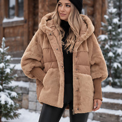 Manon Women's Quilted Sherpa Puffer Jacket - Brown - Women's Clothing > Outerwear > Puffer Jackets - Hendlys - Image 1