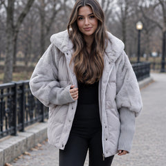 Manon Women's Quilted Sherpa Puffer Jacket - Gray - Women's Clothing > Outerwear > Puffer Jackets - Hendlys - Image 1