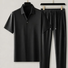 Marbella Mulberry Silk Pant Set - Black - Outfit Set - Hendlys - Image 1