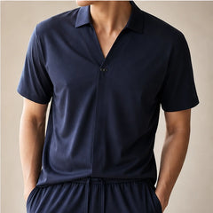 Marbella Mulberry Silk Pant Set - Navy Blue - mulberry silk - Hendlys - Image 4