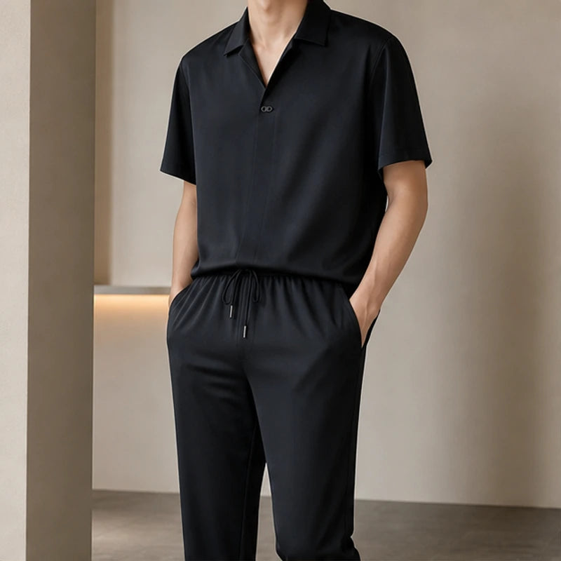 Marbella Mulberry Silk Pant Set - Black - women's set - Hendlys - Image 2