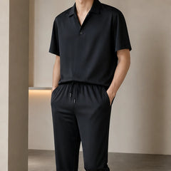 Marbella Mulberry Silk Pant Set - Black - women's set - Hendlys - Image 2