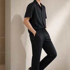 Marbella Mulberry Silk Pant Set - Black - silk set - Hendlys - Image 3