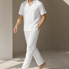Marbella Mulberry Silk Pant Set - White - mulberry silk - Hendlys - Image 4