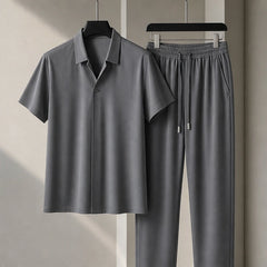 Marbella Mulberry Silk Pant Set - Gray - Outfit Set - Hendlys - Image 1