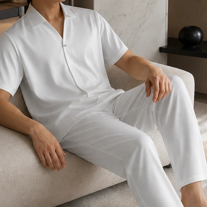 Marbella Mulberry Silk Pant Set - White - silk set - Hendlys - Image 3