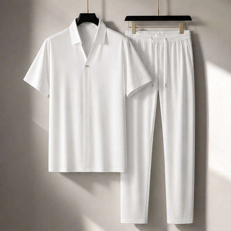 Marbella Mulberry Silk Pant Set - White - Outfit Set - Hendlys - Image 1