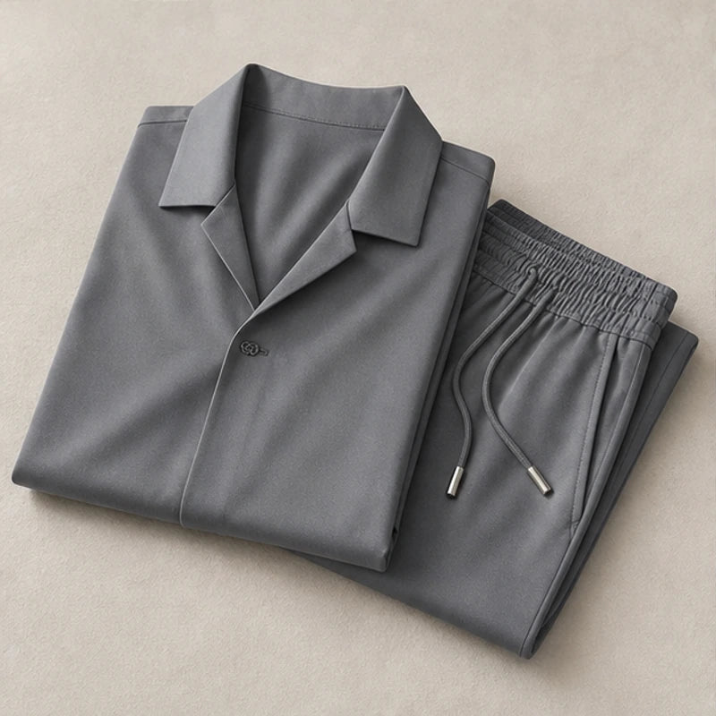 Marbella Mulberry Silk Pant Set - Gray - mulberry silk - Hendlys - Image 4