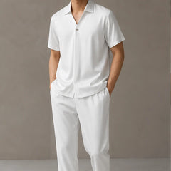 Marbella Mulberry Silk Pant Set - White - women's set - Hendlys - Image 2
