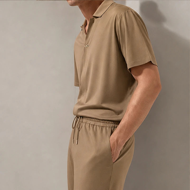 Marbella Mulberry Silk Pant Set - Brown - silk set - Hendlys - Image 3