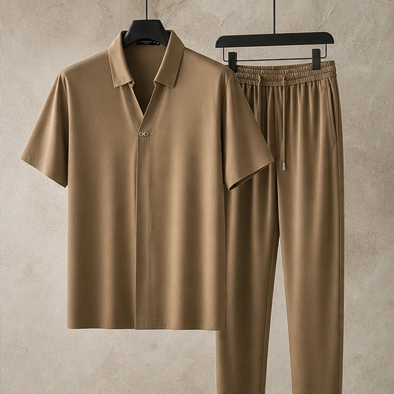 Marbella Mulberry Silk Pant Set - Brown - Outfit Set - Hendlys - Image 1