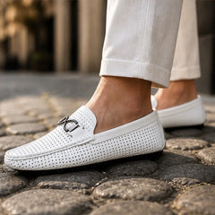 Marcel Classic Leather Loafer - Pure White - leather loafer - Hendlys - Image 3