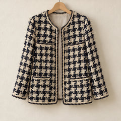 Marceline Women's Braided-Trim Houndstooth Jacket - female - Hendlys - Image 8