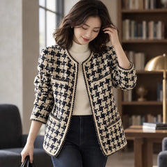 Marceline Women's Braided-Trim Houndstooth Jacket - discount-eligible - Hendlys - Image 2