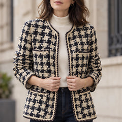 Marceline Women's Braided-Trim Houndstooth Jacket - womens - Hendlys - Image 6