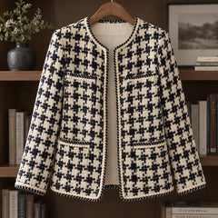 Marceline Women's Braided-Trim Houndstooth Jacket - jacket - Hendlys - Image 3