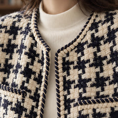 Marceline Women's Braided-Trim Houndstooth Jacket - Outerwear - Hendlys - Image 4