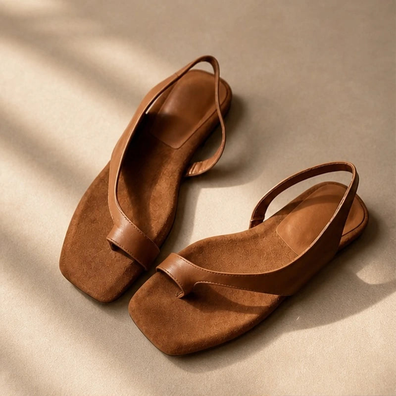 Marella Genuine Leather Flat Sandal - Brown - Sandals - Hendlys - Image 1