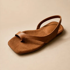 Marella Genuine Leather Flat Sandal - Brown - genuine leather sandals - Hendlys - Image 2