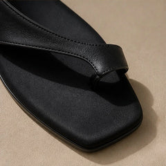 Marella Genuine Leather Flat Sandal - Black - genuine leather sandals - Hendlys - Image 2
