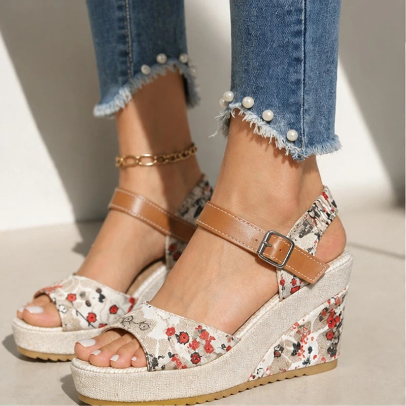 Maribel Platform Heels - Scarlet Meadow - Shoes - Hendlys - Image 1