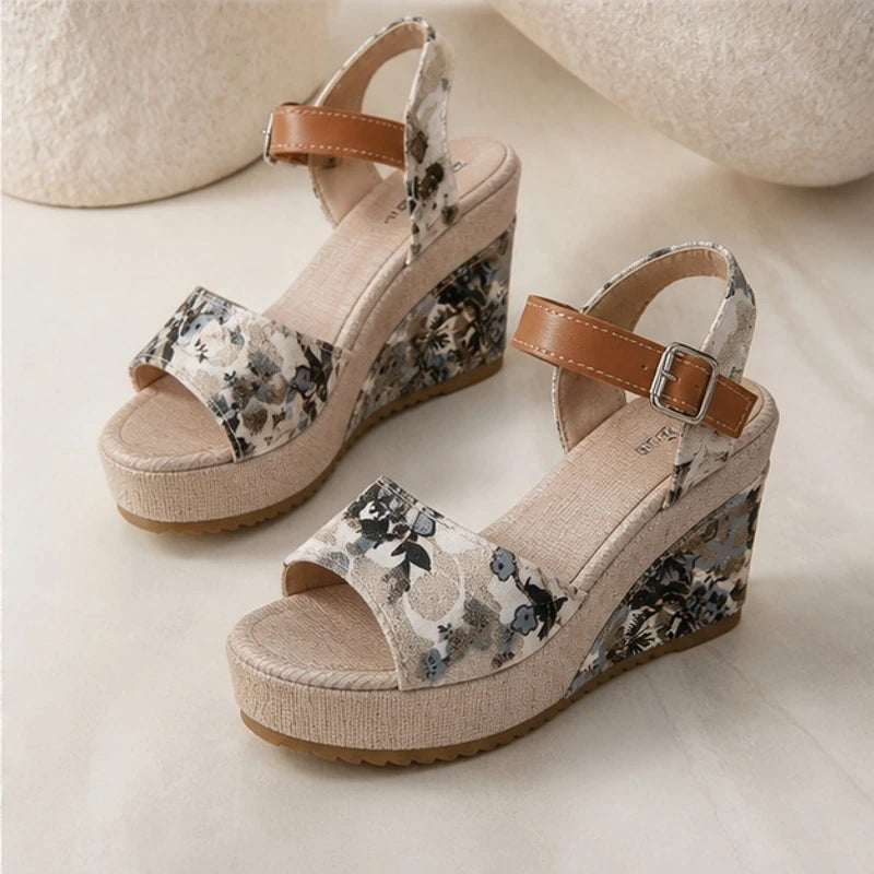 Maribel Platform Heels - Midnight Blossom - buckle strap heels - Hendlys - Image 4