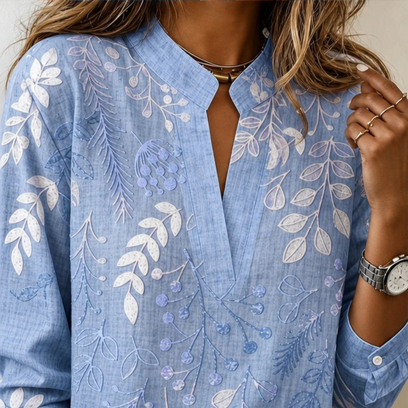 Marielle Pastel Floral Blouse - Blue - women's blouse - Hendlys - Image 2