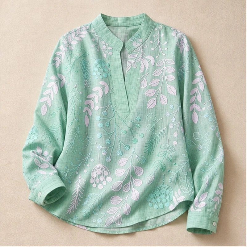 Marielle Pastel Floral Blouse - Green - floral blouse - Hendlys - Image 3