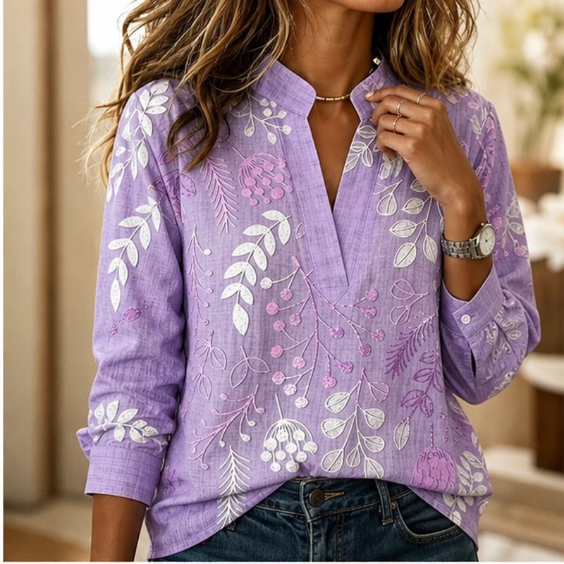 Marielle Pastel Floral Blouse - Purple - Blouse - Hendlys - Image 1