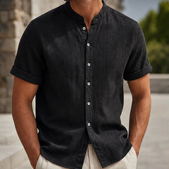 Marlow Lightweight Linen Shirt - Black - Shirt - Hendlys - Image 1