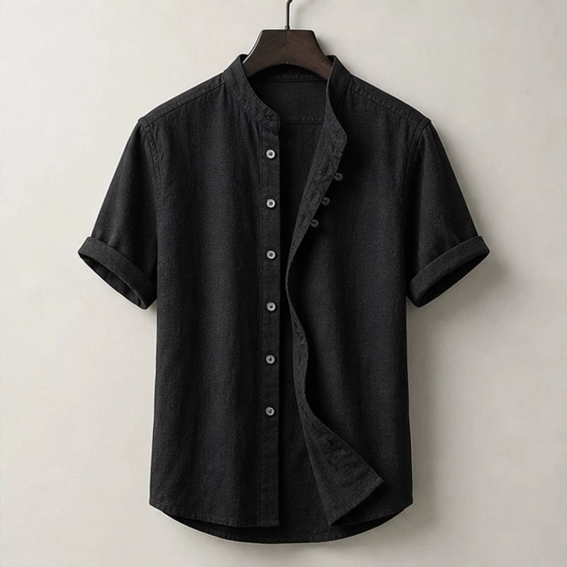 Marlow Lightweight Linen Shirt - Black - linen shirt - Hendlys - Image 2
