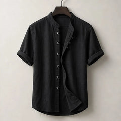 Marlow Lightweight Linen Shirt - Black - linen shirt - Hendlys - Image 2
