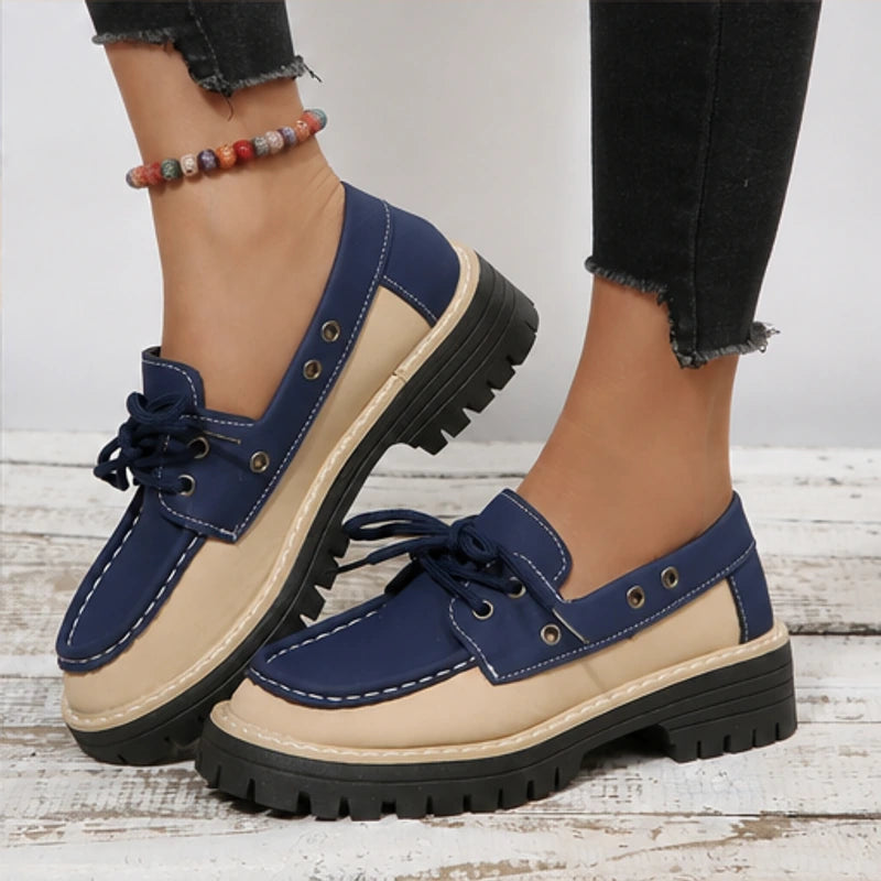 Marlow Platform Deck Loafer - Navy Blue - platform loafer - Hendlys - Image 2