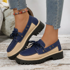 Marlow Platform Deck Loafer - Navy Blue - lug sole - Hendlys - Image 5